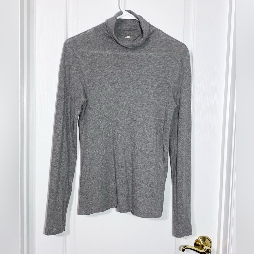 J.Crew Semi Sheer Lightweight Knit Turtleneck Top Heather Gray Medium